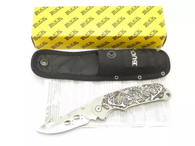 '05 Idaho Buck 278 Deer Horn Scrimshaw Cutout Limited Folding Alpha Hunter Knife