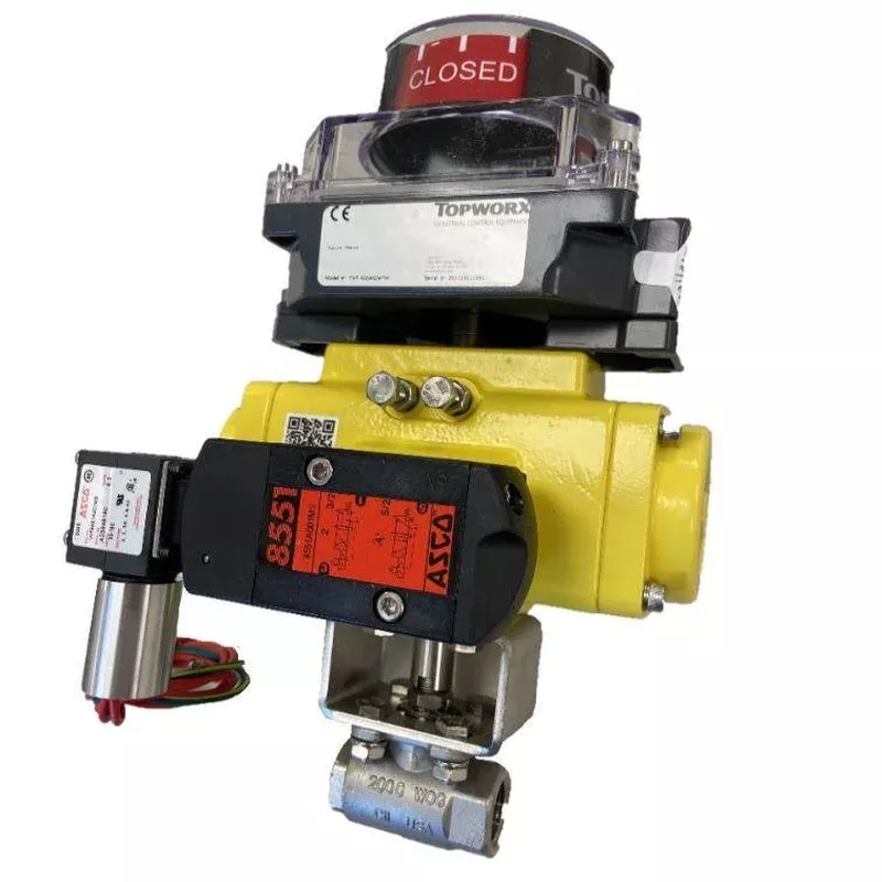 1-1/2″ Chicago Series 25 Full Port Ball Valve Assembly W/ Fail Close S/R Actuator Topworx TVF-M2WGPM Limit Switch & ASCO WT8551A001MS 24 DC Soleniod Valve