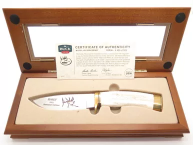 '11 Buck 192 Vanguard RMEF Limited Custom Banquet Elk Cutout Fixed Hunting Knife