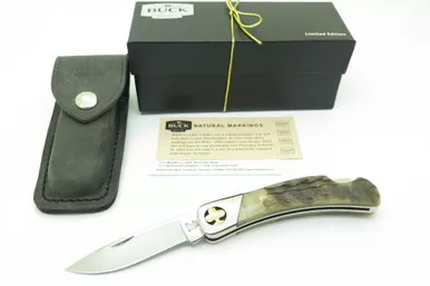 '15 Buck 500 Duke Ram Horn Club Poker Card Limited Folding Lockback Pocket Knife