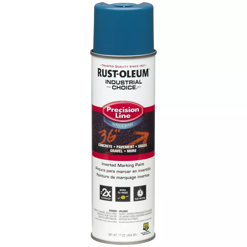 203031 Inverted Marking Spray Paint, Apwa Caution Blue, 17 Oz Can