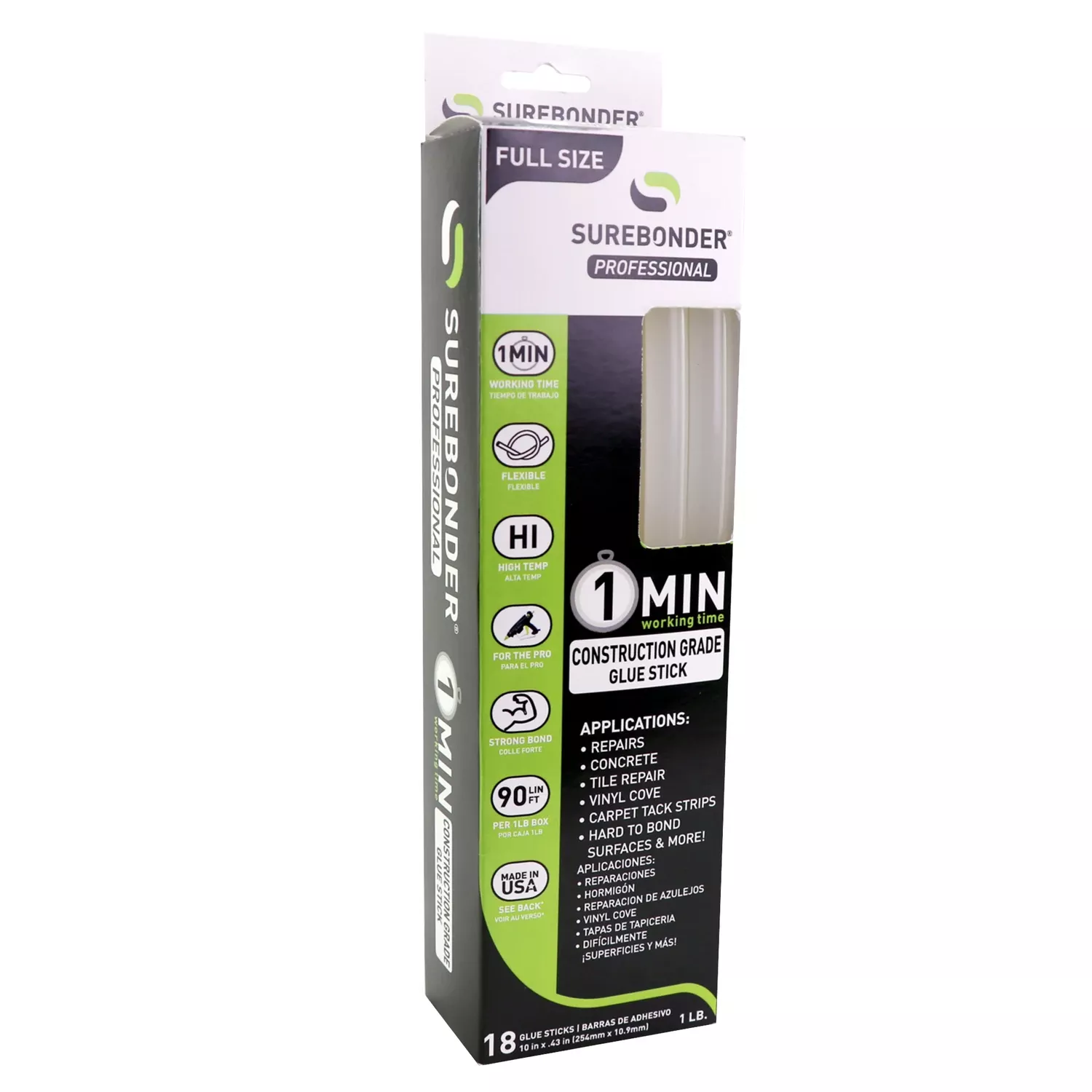 .41 In. D X 10 In. L 1 Minute 1 Minute Construction Grade Glue Sticks Clear 18 Pk