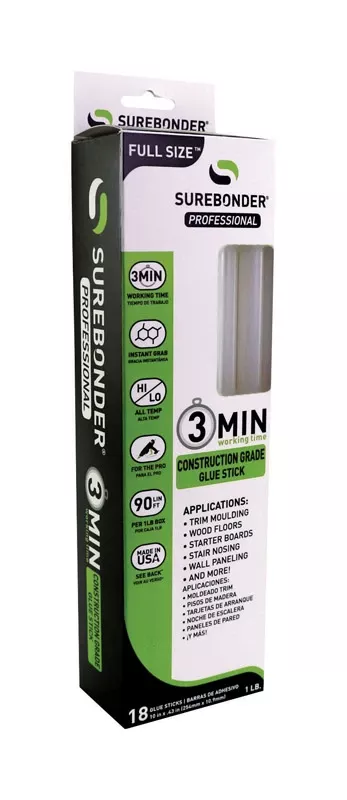 .41 In. D X 10 In. L 3 Minute 3 Minute Construction Grade Glue Sticks Clear 18 Pk