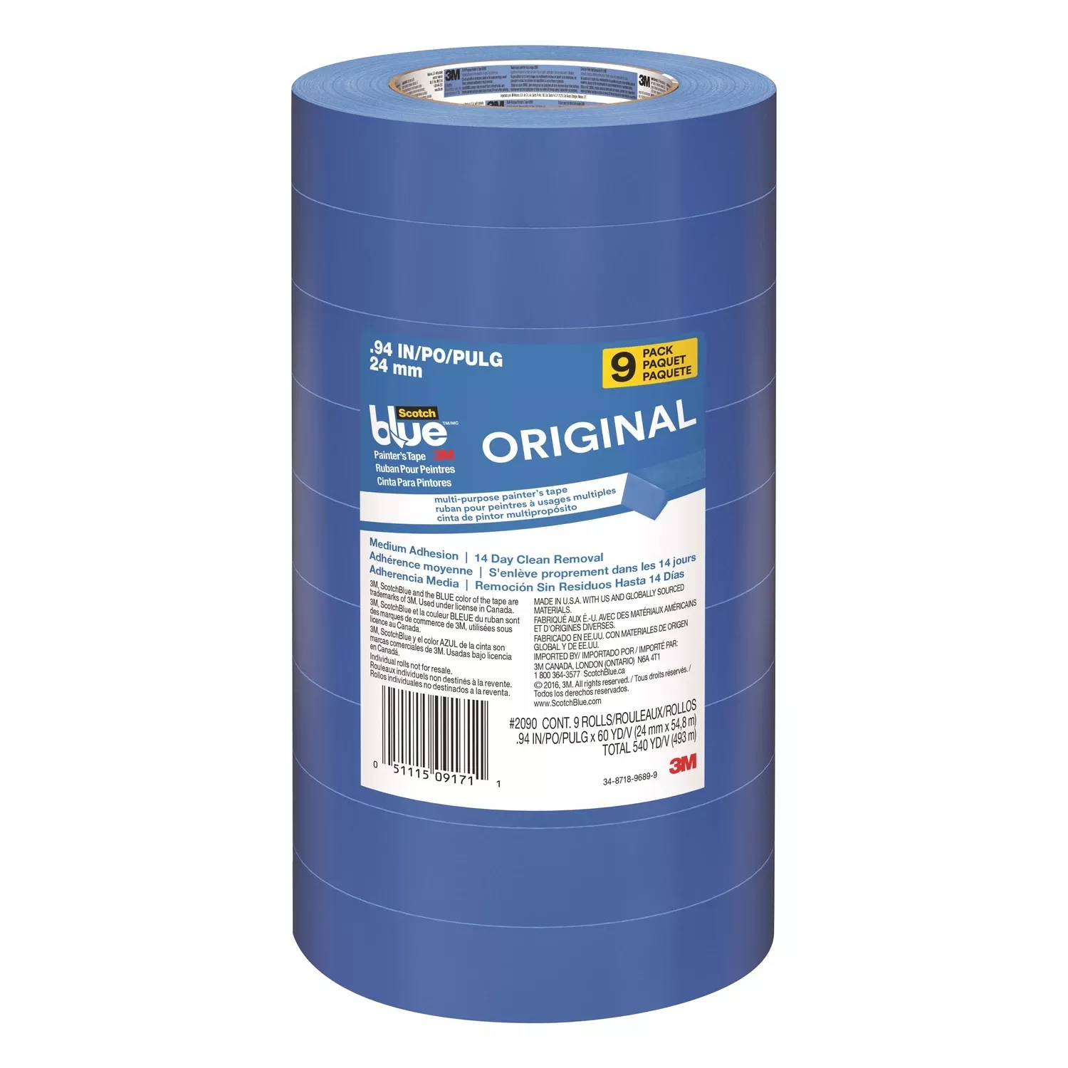 .94 In. W X 60 L Blue Medium Strength Painter's Tape 9 Pk