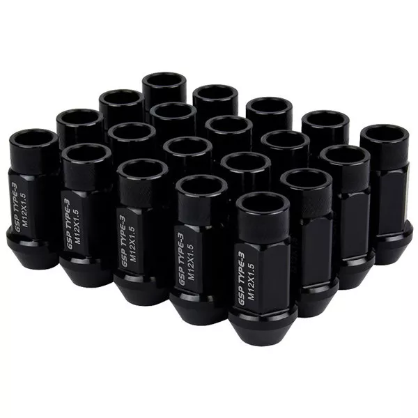 **DISCONTINUED** Godspeed Type 3 50mm Lug Nuts 20 pcs. Set M12x1.5 (Black)