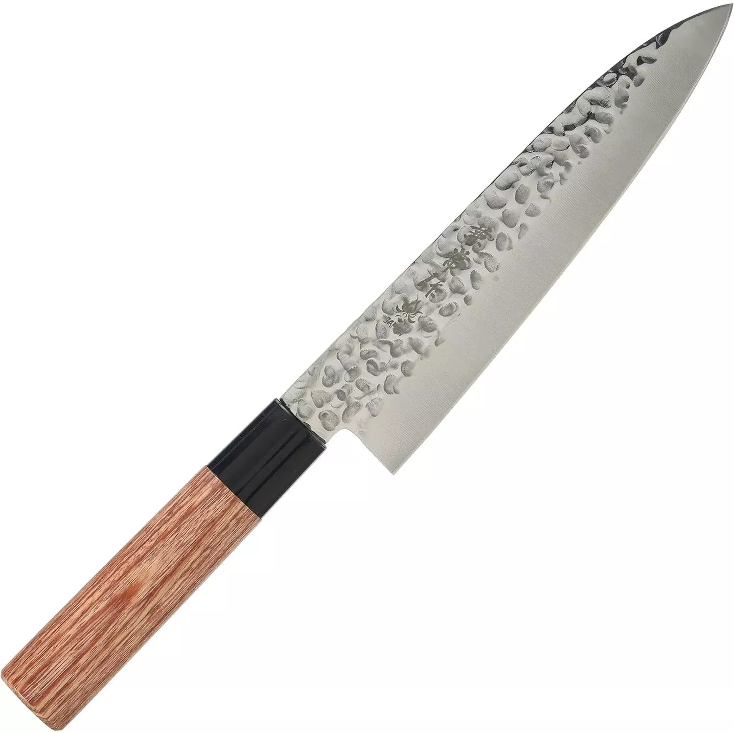 Kanetsune 7 Inch (180mm) Gyuto Knife With Hammered Finish DSR 1K6 High Carbon Stainless Blade Wood Handle Made In Japan