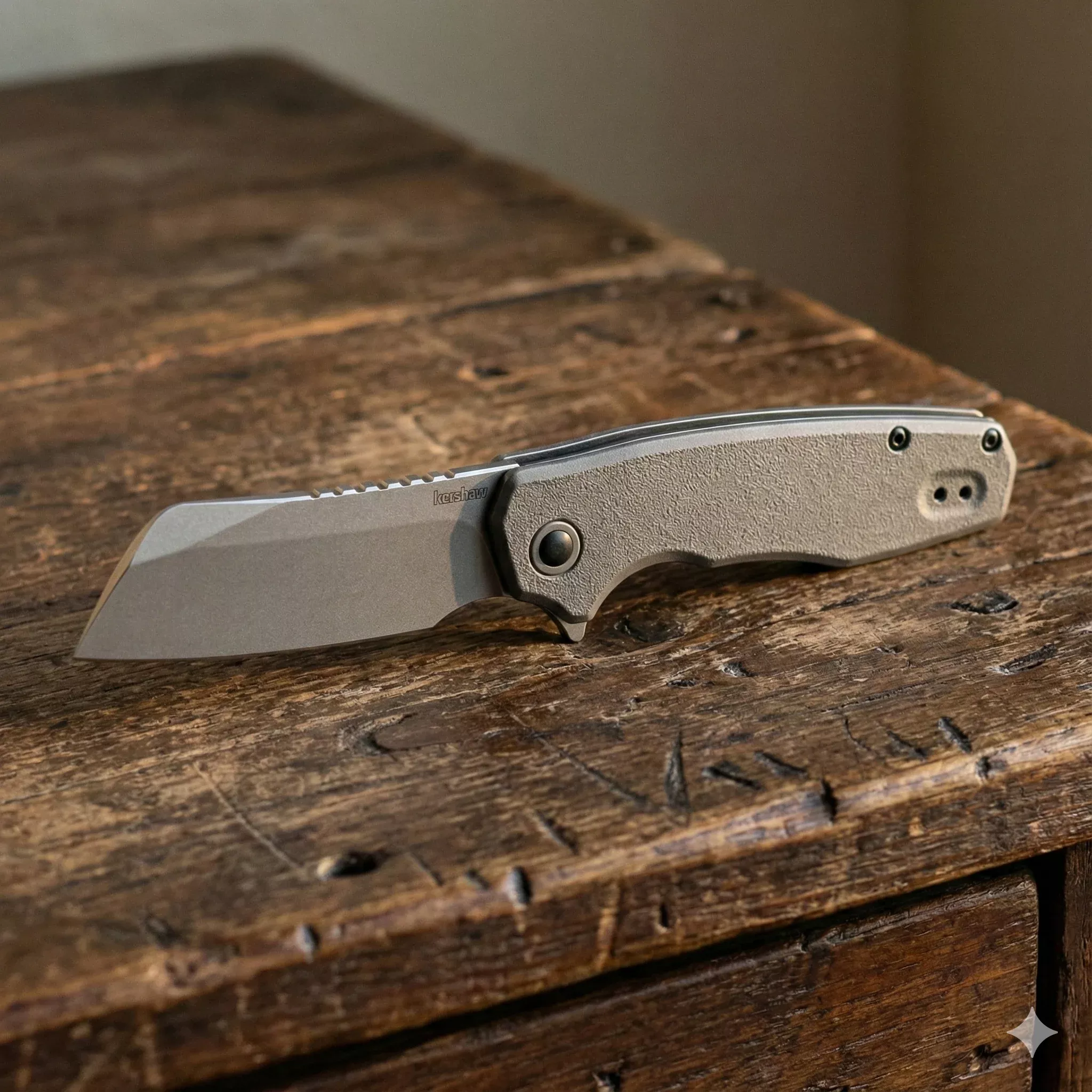 Kershaw Wharf ~ Assisted Liner Lock ~ Stonewash Cleaver Knife ~ 1414