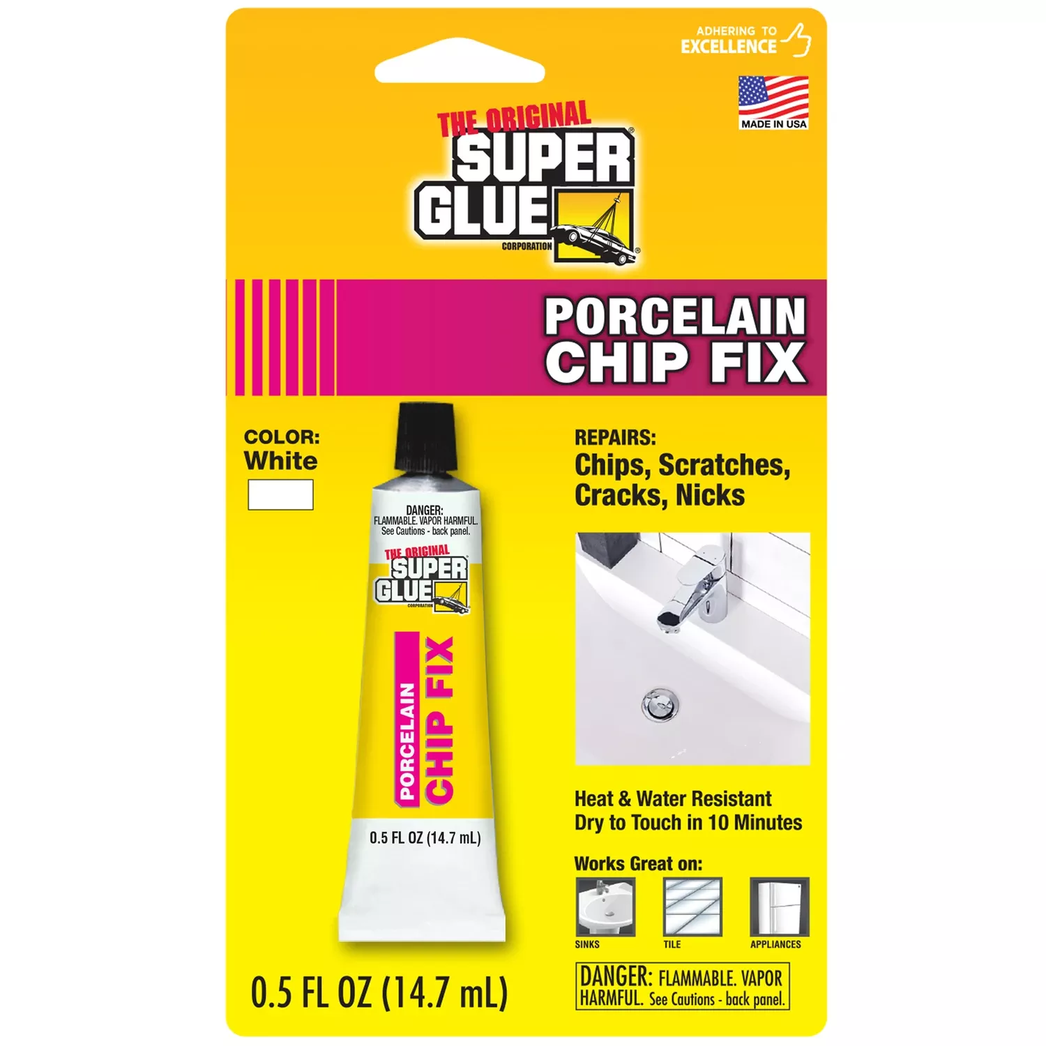 The Original Super Glue Porcelain Chip Fix High Strength White Crack Repair 0.5 Oz