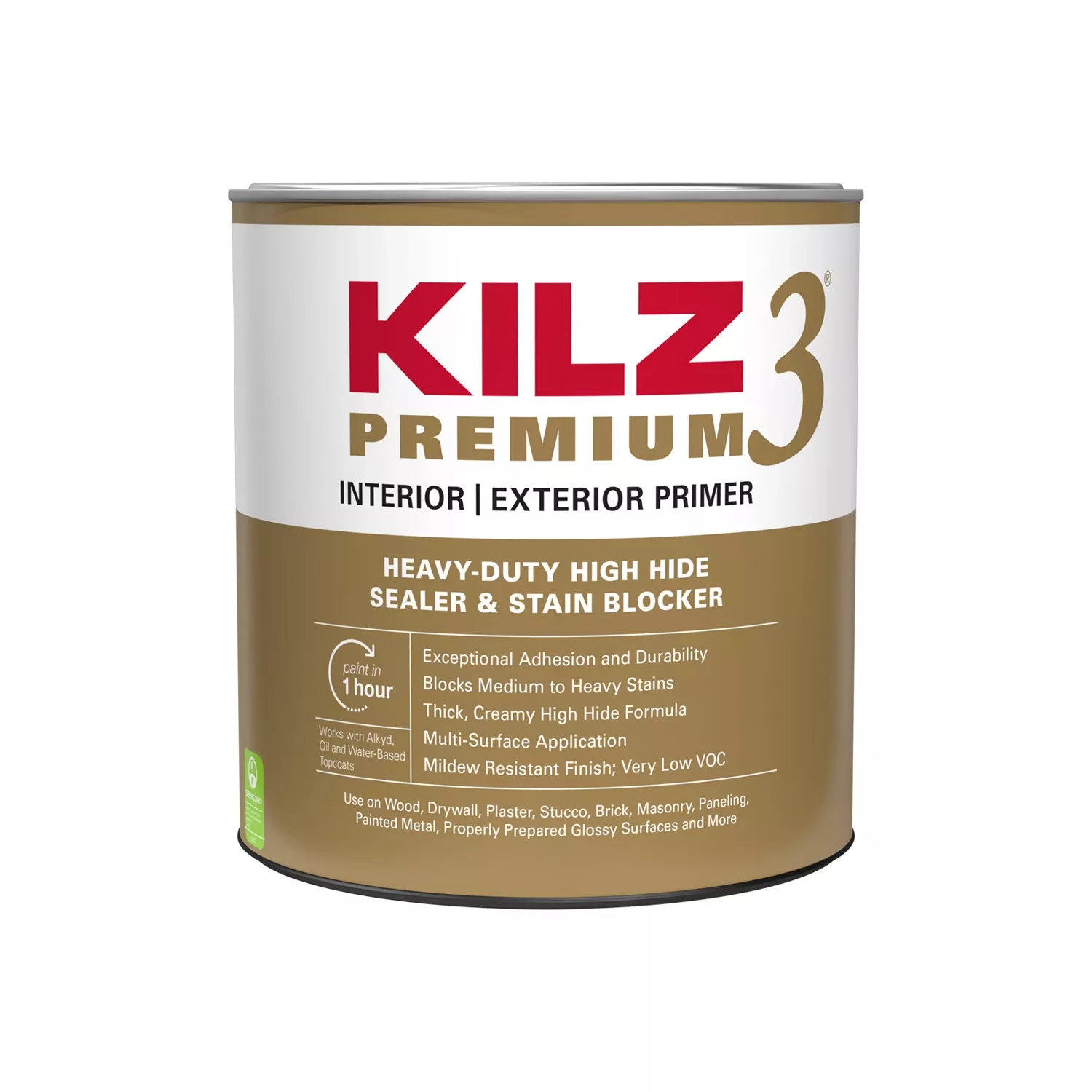Premium Low-odor Stain-blocking Primer, One Quart Container