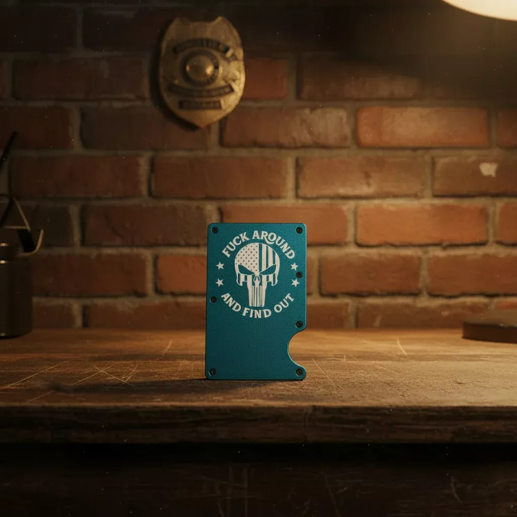 Punisher Flag 'FAFO' ~ RFID Blocking Wallet ~ BLUE