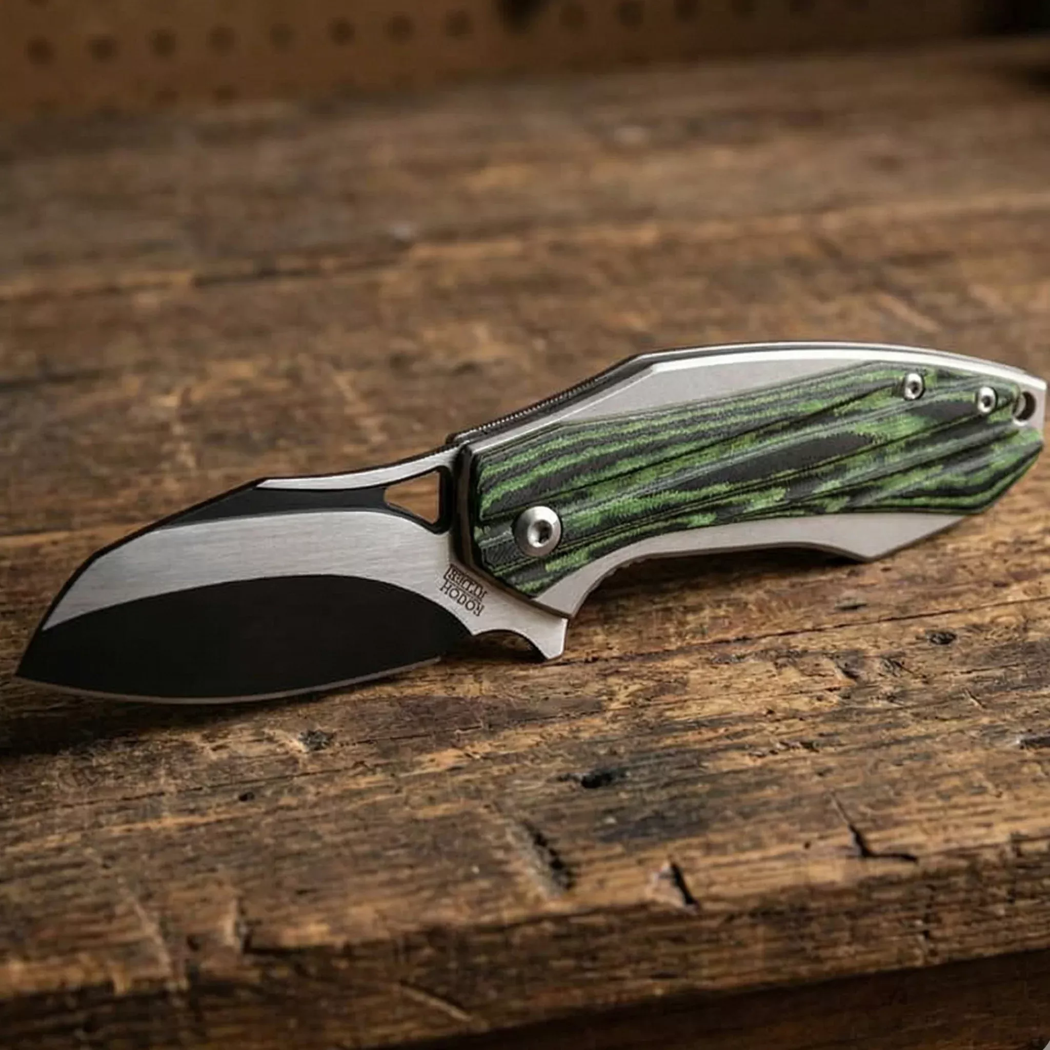 Rough Rider Bullfrog ~ Blk / Green G10 (2.4" Two-Tone) ~ RR2258
