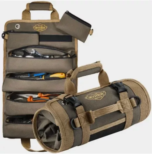 The Ryker Bar ~ Original Tool Roll Organizer with 2 Detachable Pouches