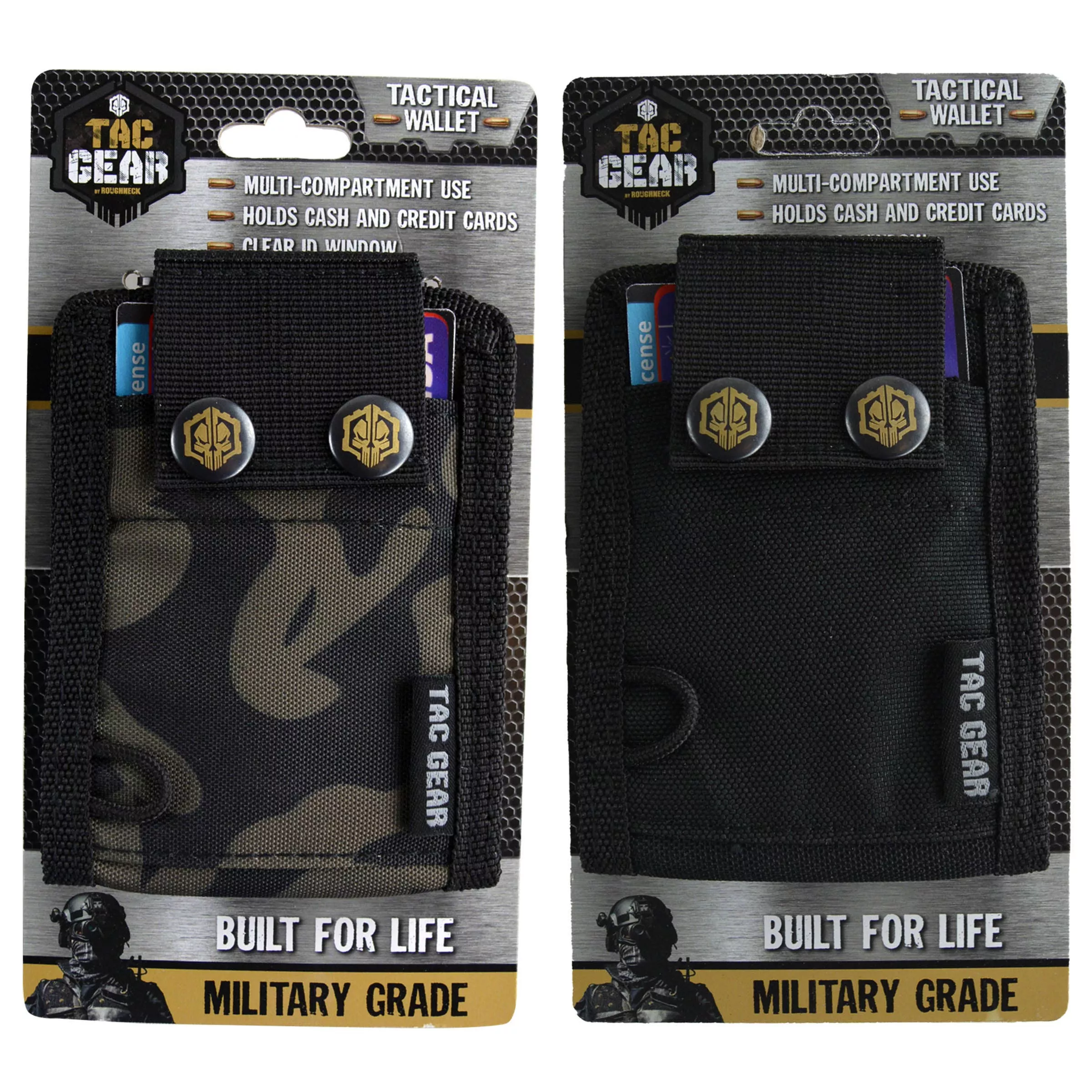 Tac Gear ~ Canvas Snap Wallet ~ Cash/Card/ID ~ Military Grade ~ Black or Camo