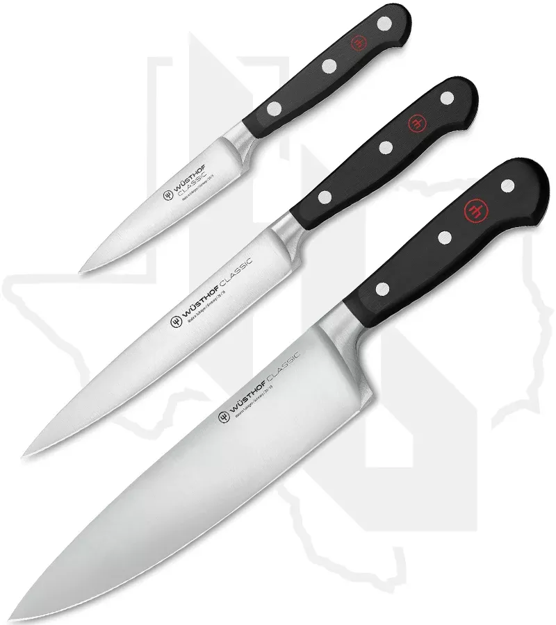 Wusthof Classic 3 Pc Chef's Knife Set 1120160301 - Black