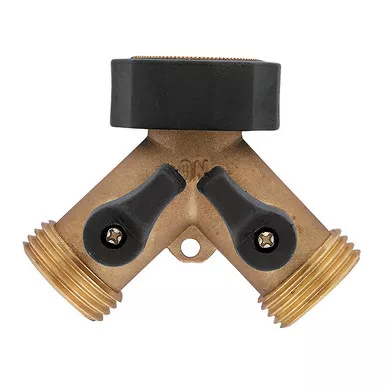 Yardworks - 3/4" Garden Hose Brass Shut-Off Y-Valve