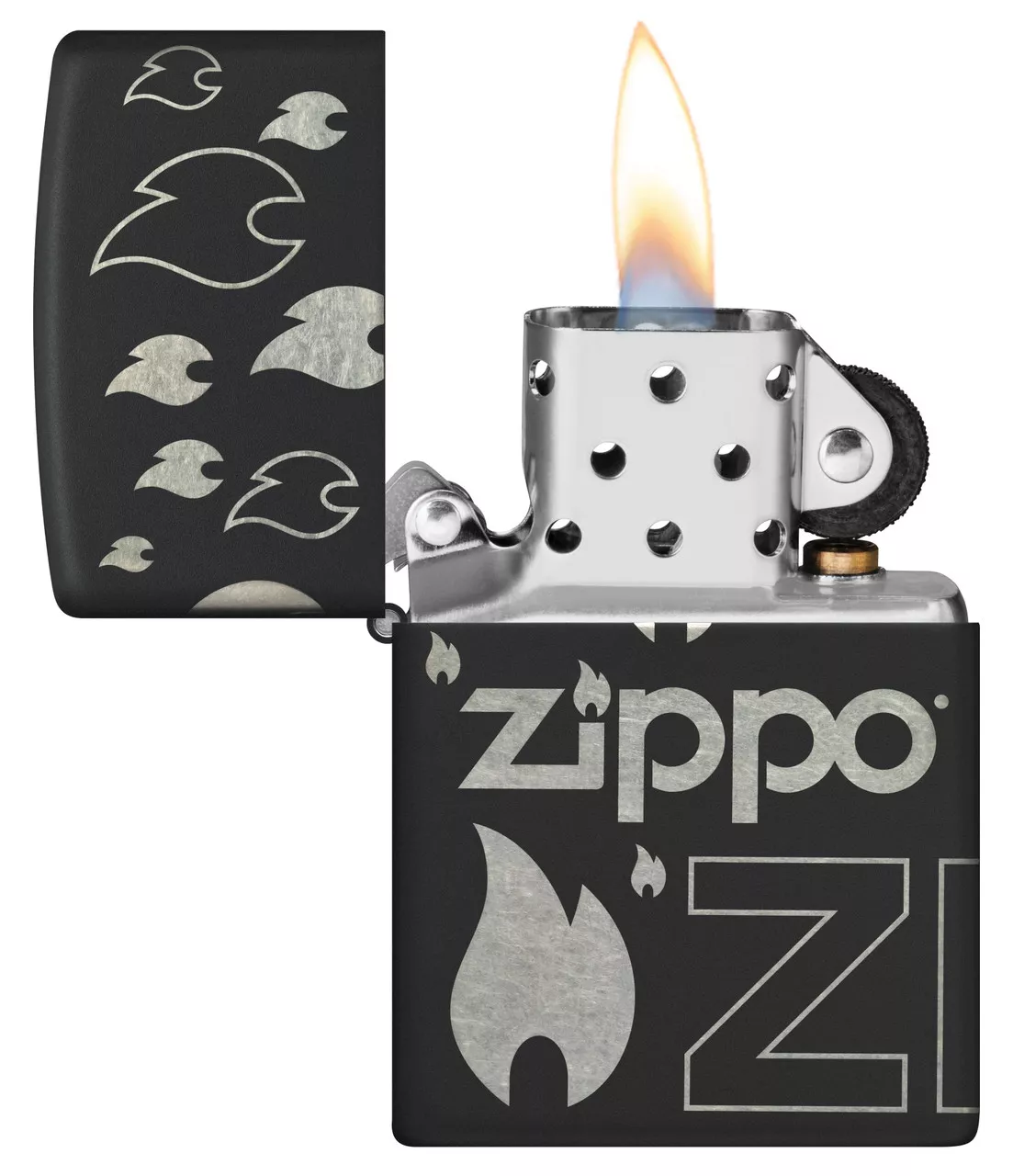Zippo Black and Silver Flames Lighter
