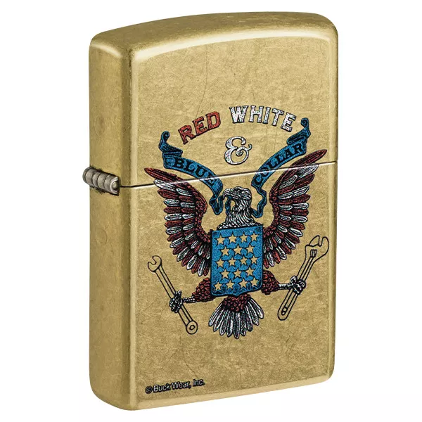 Zippo Buck Wear Brushed Brass Eagle Design Lighter
