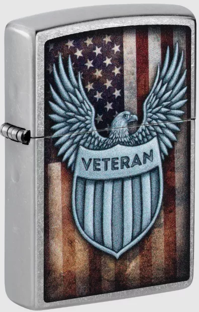 Zippo Chrome Veteran Eagle Design Lighter