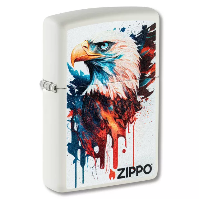 Zippo Dripping Eagle Matte White Lighter