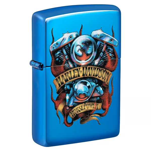 Zippo Harley Davidson Horsepower High Polish Blue Lighter