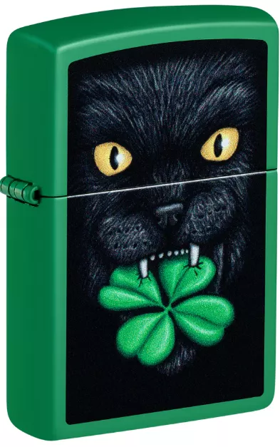 Zippo Matte Green Lucky Cat Lighter