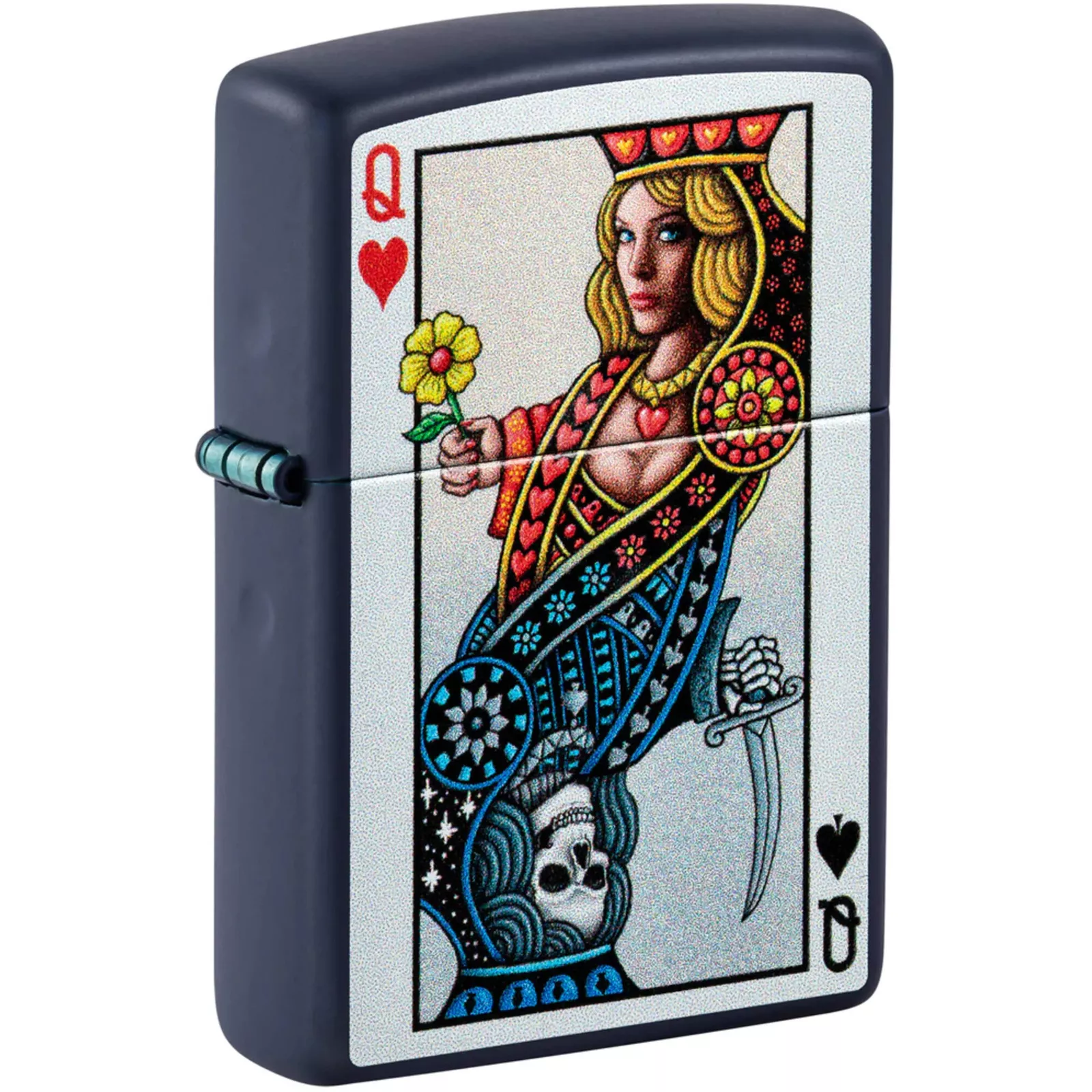 Zippo Navy Blue Matte Queen Design Lighter
